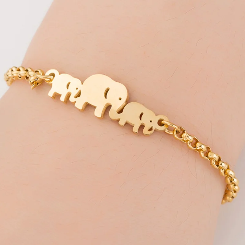 SMJEL браслеты из нержавеющей стали с животными для женщин, повседневные ювелирные изделия, золотой Cz браслет с бабочкой, женский свадебный подарок - Окраска металла: Elephant SL155