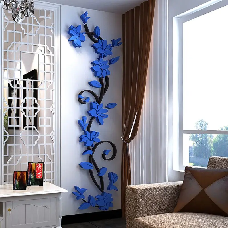 

3D Crystal Stereo Wall Stickers Rose Flower Porch Corridor TV Background Wall Flower Decoration Acrylic Living Room Wall Sticker