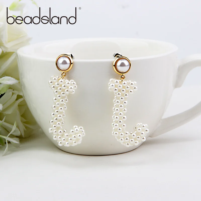 

Beadsland Drop Earrings Simulated-pearl Letter J Shape Design Fashion Hiphop/Rock Woman Girl Party Festival Hot Sell Gift 40072