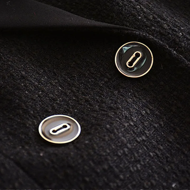 Liu Wen 2019 Spring New Women's Black Fashion Short Temperament Button Slimming Coat Women Ol Black Women Jacket Suit Clothes