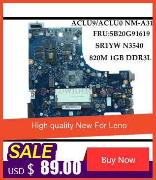 Высококачественная новая материнская плата для ноутбука lenovo G50-30 ACLU9/ACLU0 NM-A311 FRU: 5B20G91619 SR1YW N3540 DDR3 820M 1GB полностью протестирована