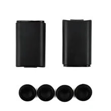 2x AA Battery Back Cover Pack Replacement Part for Xbox 360 Wireless Controller + 4 Silicone Grip Cap Cover Black