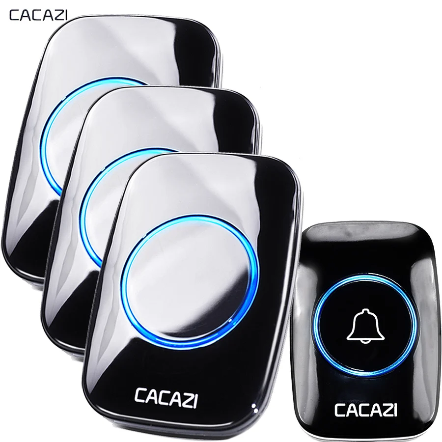 

CACAZI 60 Chime Wireless Doorbell Waterproof 300M Remote EU AU UK US Plug Door Bell 110V 220V battery 1 transmitter 3 receiver