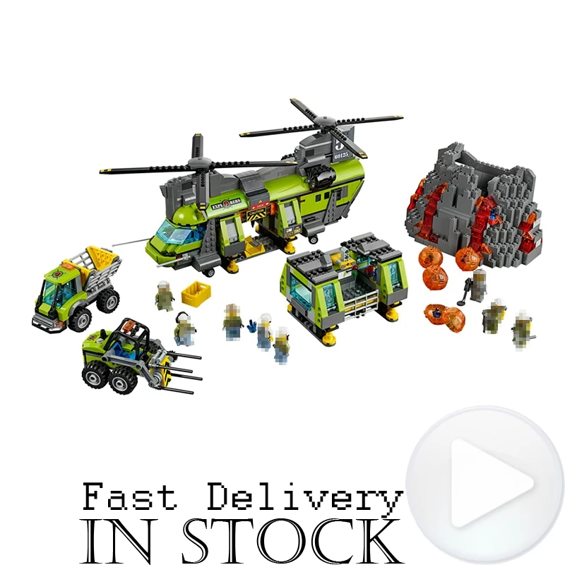 

LEPIN City 02087 1430PCS Volcano Heavy-lift Helicopter Building Blocks Brick enlighten toy for children Compatible with 60125