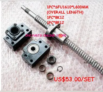 

Rolled ball screw 1610-L600mm with single ball nut+BK12 BF12 end support