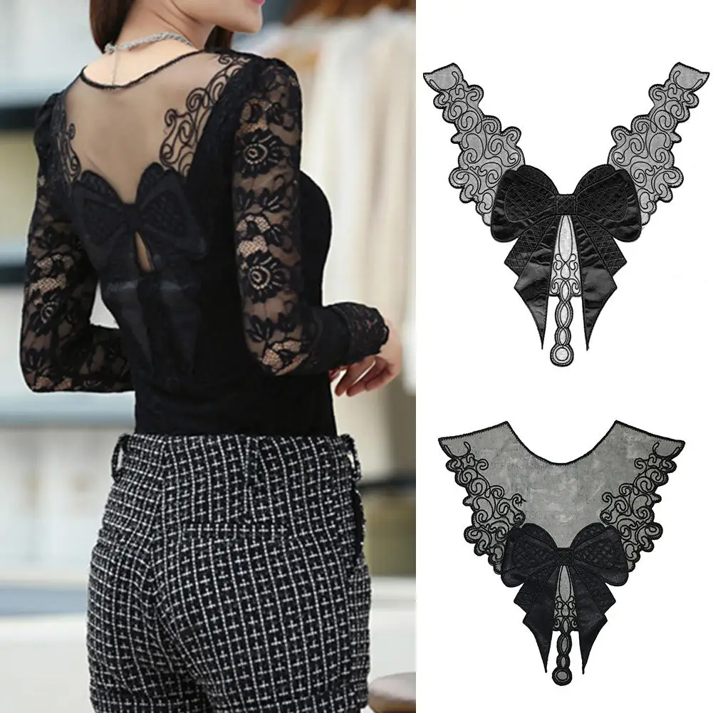 

DIY Embroidery Lace Neckline Collar Bowknot Sewing Applique Clothes Dress Decor