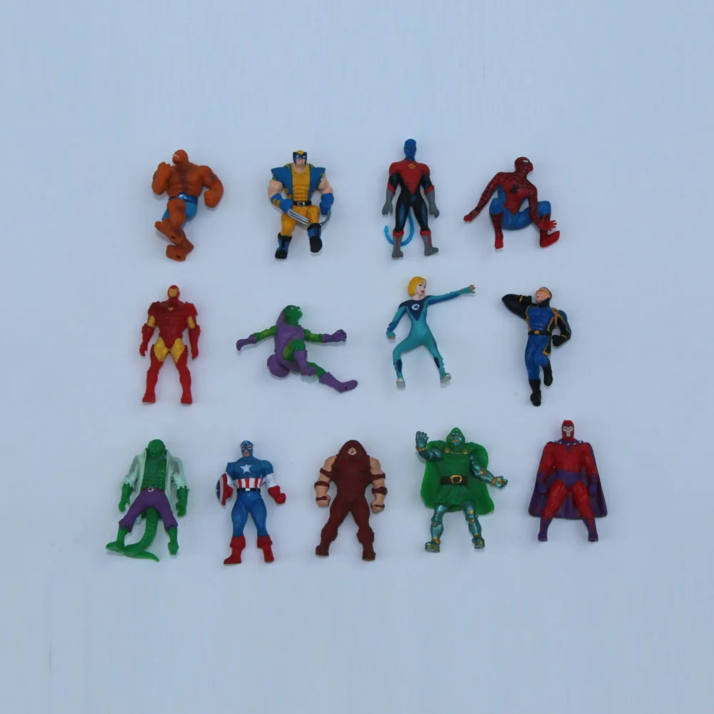 

Movie TV Large collection spider man super man heros mini cartoon 4cm random mixed PVC Action Figures Toys Dolls Free Shipping