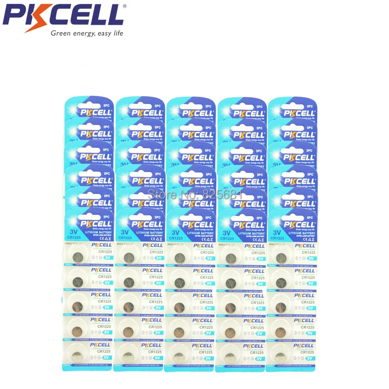 

150Pcs 30Cards PKCELL cr1225 CR1225 3V 50mAh Lithium Button Coin Battery For Watch Calculator