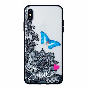 

50pcs/lot Free shipping 6colours Emboss Black Lotus Flower TPU+PC case for iphone 6 7 8 X XS XR XS Max 6 7 8 plus fashion cover