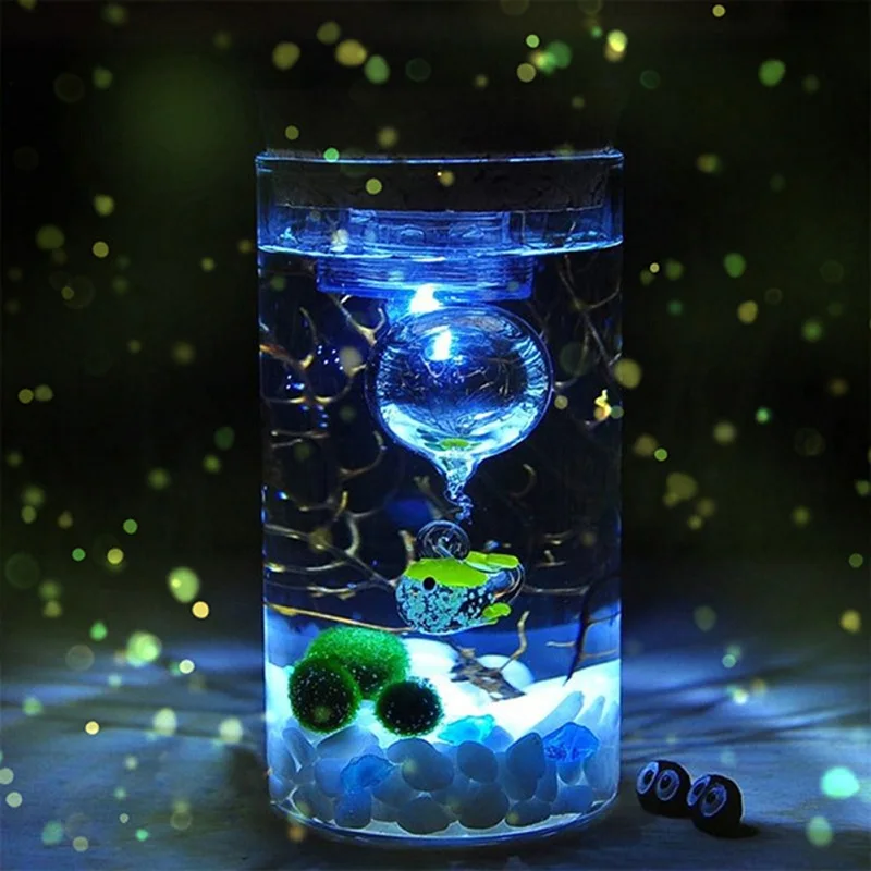 11/12cm Round Glass Jar Globe Terrarium Glass Jar with Colorful LED Light Cork Micro Landscape Ecological Bottle Night Lights moon night light