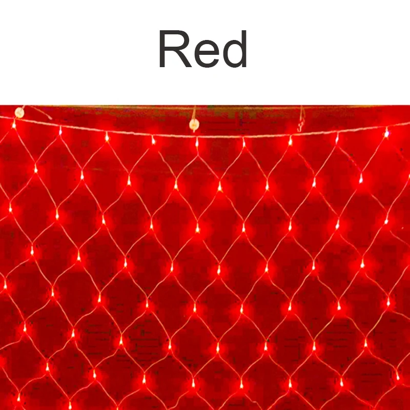 Светодиодный светильник-сетка для сада, водонепроницаемый, 220 В, 110 В, сказочный светильник s, для свадебной вечеринки, Рождественское украшение, сетчатый занавес, светильник, ing Strings - Испускаемый цвет: Red