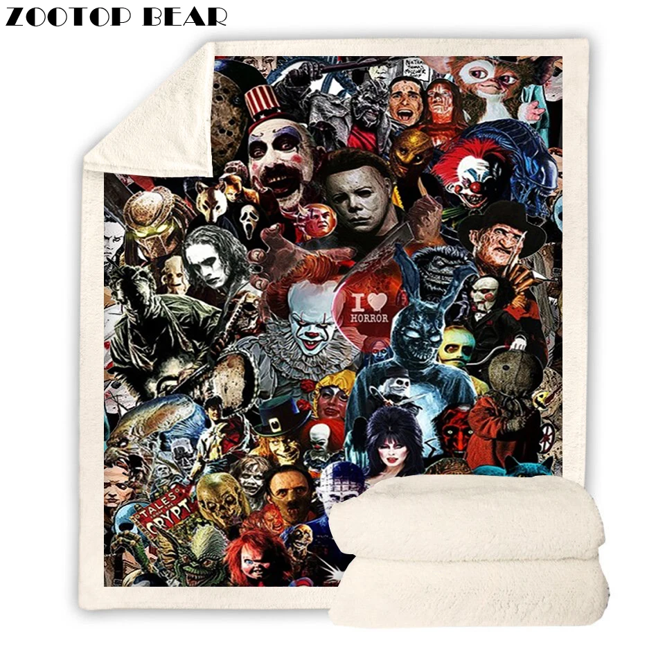 

Horror Movie Blanket Plush Adults Best Selling Sherpa Bedspread Blanket Vintage Flannel Fleece Bedspread Drop Shipping