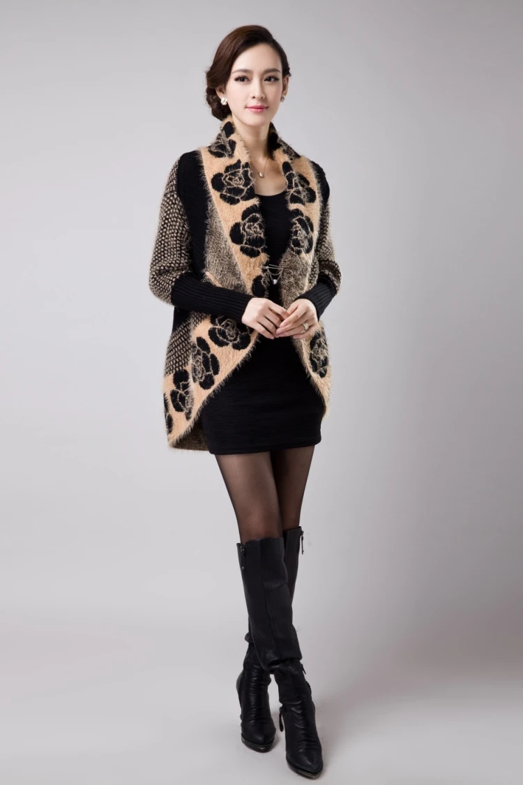M-2XL новинка Осень и зима для женщин вязаный кардиган куртка свитер платье свободные плюс размеры плащ накидка casaco feminino