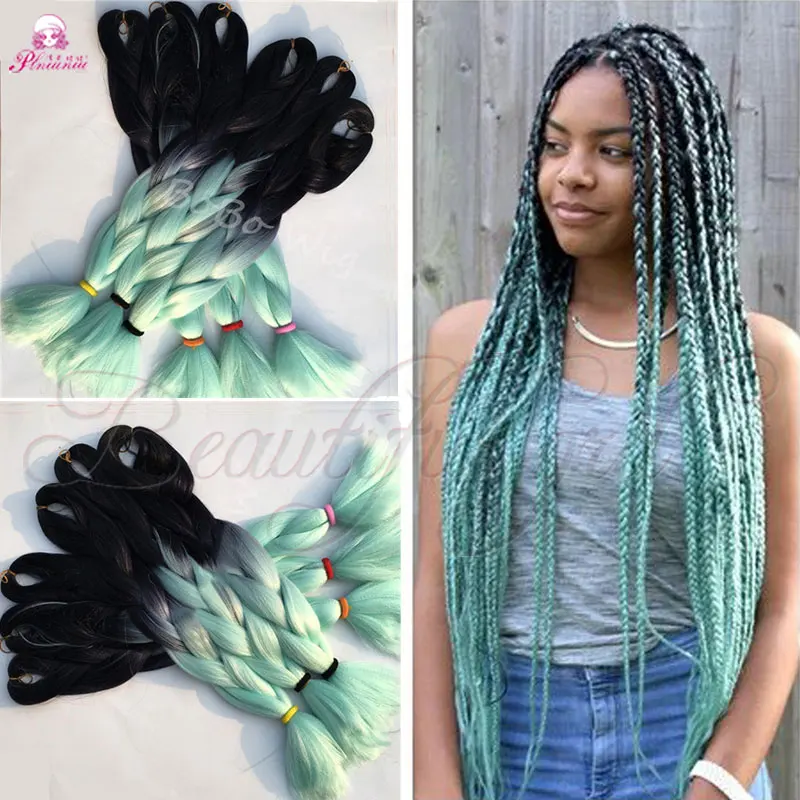 24inch 100g Green Expression Braiding Hair Braids Synthetic Hair