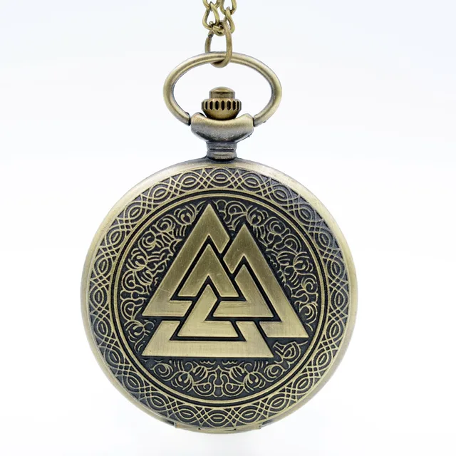 Retro Vintage Bronze Pyramid Three Triangle Geometric Patterns Quartz Pocket Wat Retro Vintage Bronze Pyramid Three Triangle Geometric Patterns Quartz Pocket Wat