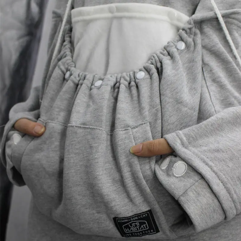 Large Pocket Mewgaroo Hoodie Cat Dog Pet Pouch Unisex Cute Ear Hoodies