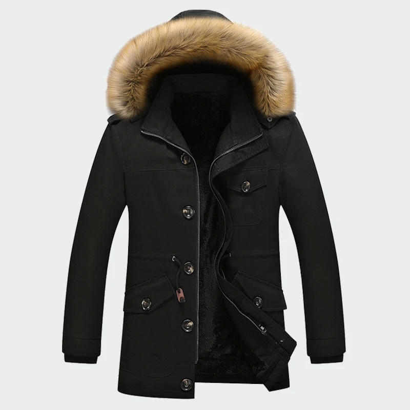 Cena Zimowe męskie grube płaszcze ciepłe męskie kurtki wyściełane na co dzień z kapturem termiczna Parka nowych mężczyzna płaszcze mężczyzna odzież marki M 5XL ML071