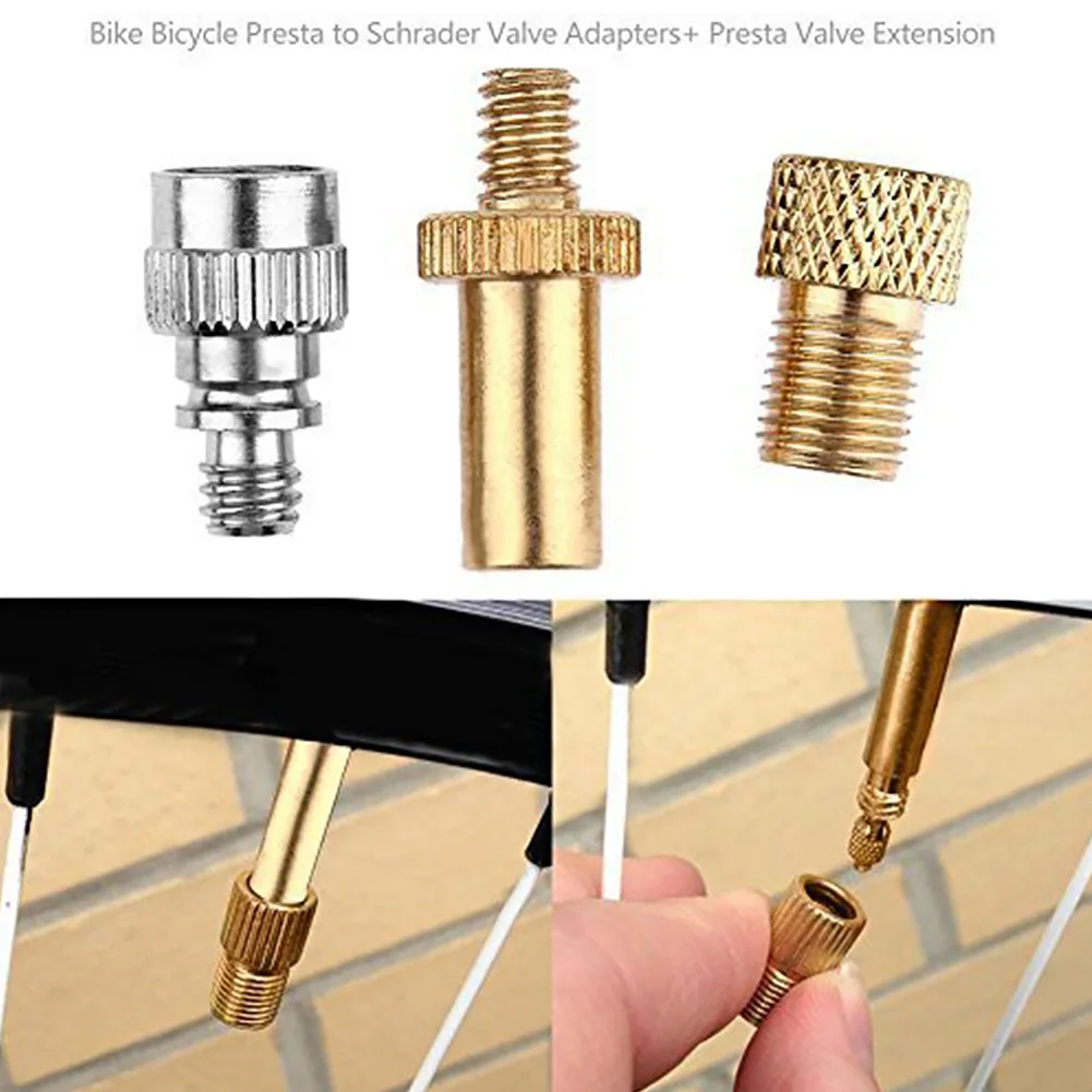 

3PCS/Set Easy Install Road Mountain Tools With Extension Bicycle Valve Adapter Accessories Bike Cycling Presta To Schrader Pump