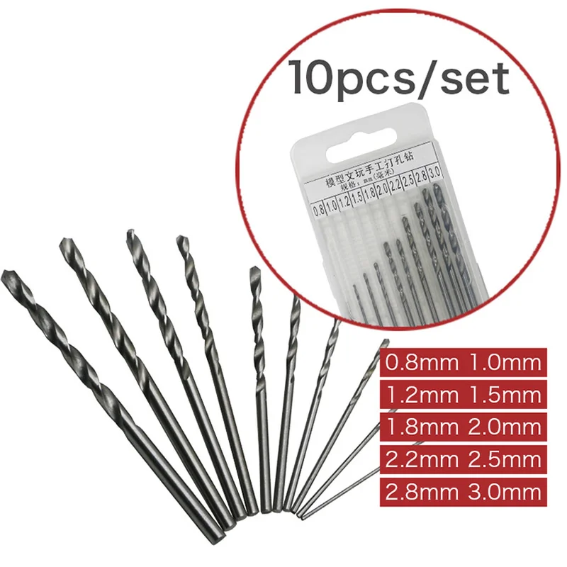 

High quality HSS 10pcs/25pcs round shank twist drill wholesale high speed steel plated titanium straight bit