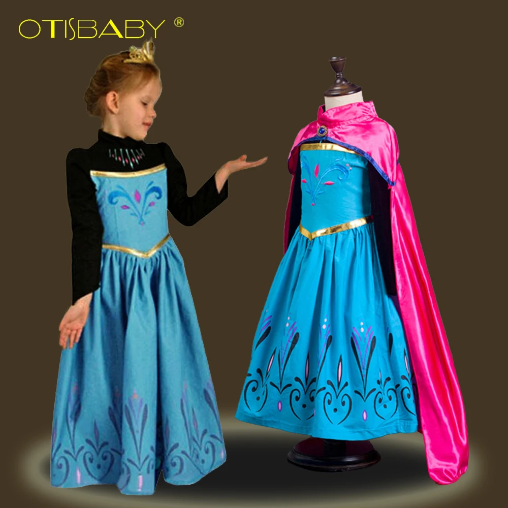 

Snow Queen Children's fantasy Anna Dresses for Girls Costumes with Cloak Carnival Girl Clothes Kids Elsa Princess Dress Winter