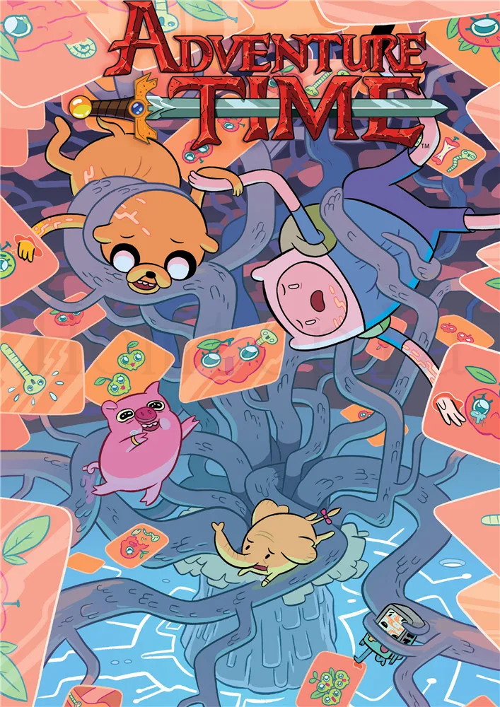 Adventure Time постеры, Мультяшные настенные наклейки, белая бумага с покрытием, принты для украшения дома, гостиной, спальни, бара, домашнего искусства, бренд