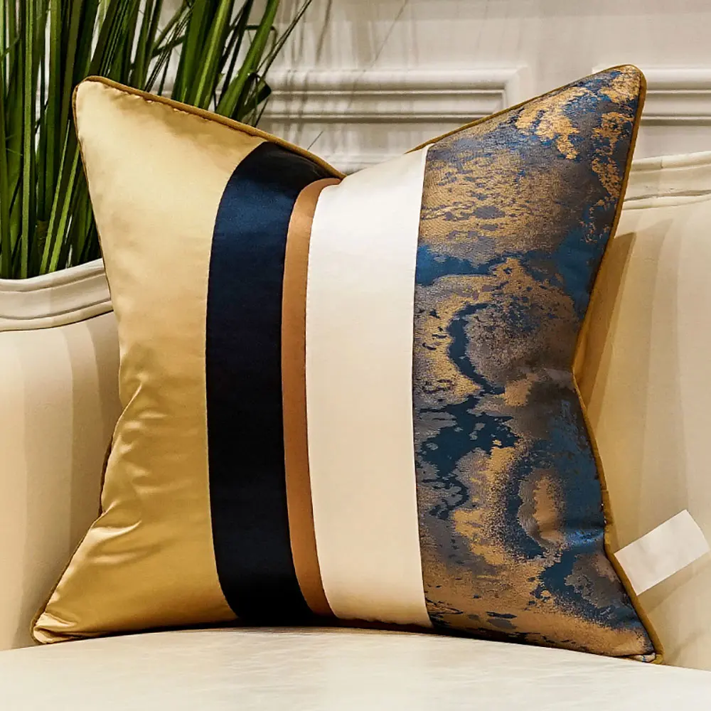 Avigers Luxury Patchwork Modern Cushion Covers with Tassels Throw Pillow Cases Home Decorative Pillowcases 45 x 45 50 x 50 - Color: C