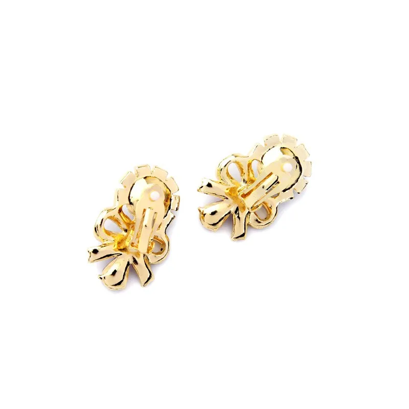 Charming No pierced Inlay Crystal Imitation Pearls Bowknot Clip Earrings Women Fashion Jewelry Factory Wholesale (6)