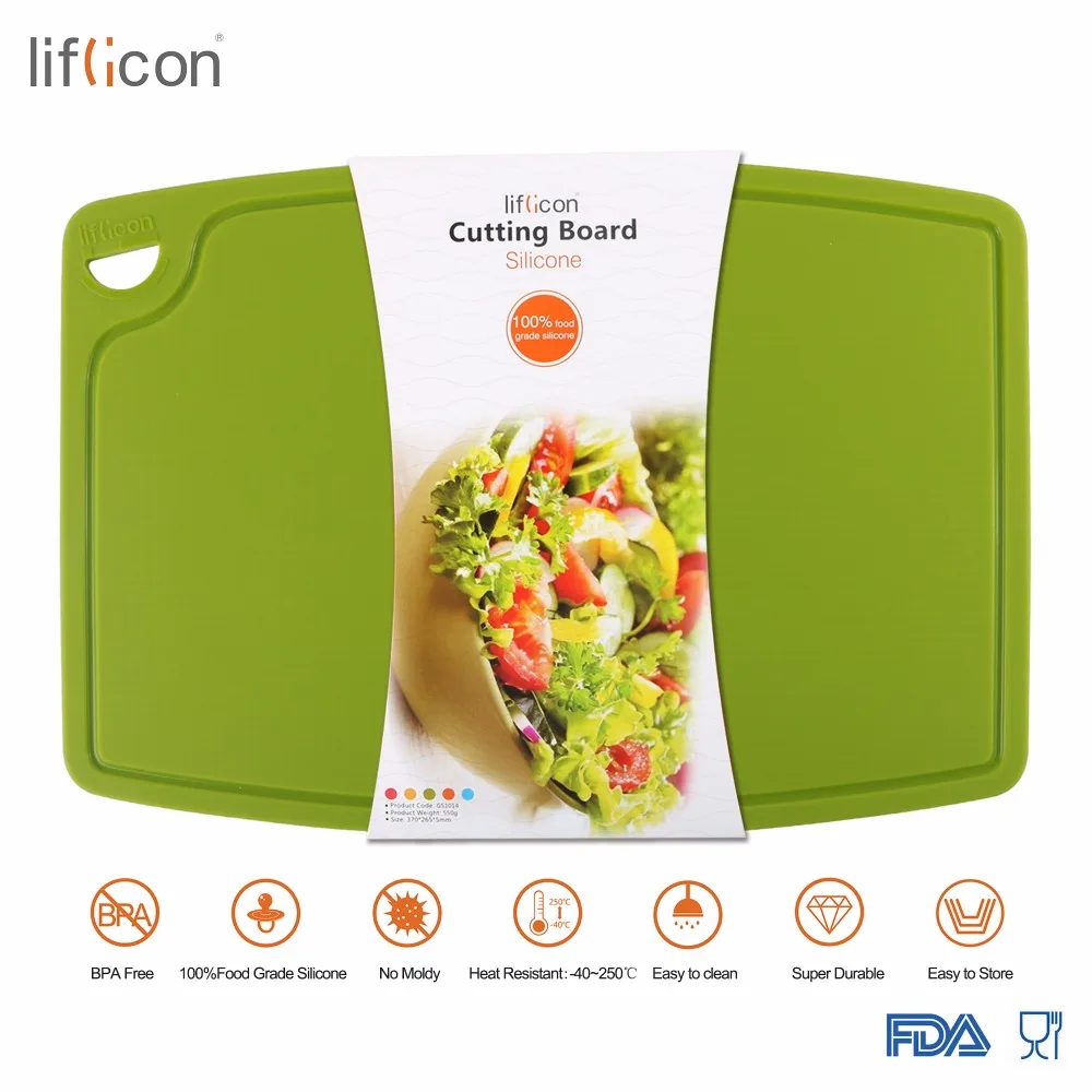 Liflicon Kitchen Flexible Silicone Cutting Boards Fruit Vegetable Non-Slip  Chopping Block Multifunctional Cutting Block BPA Free