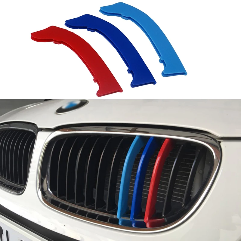 3D M Car Front Grill Strip Sport Grille Trim Cap Cover Performance