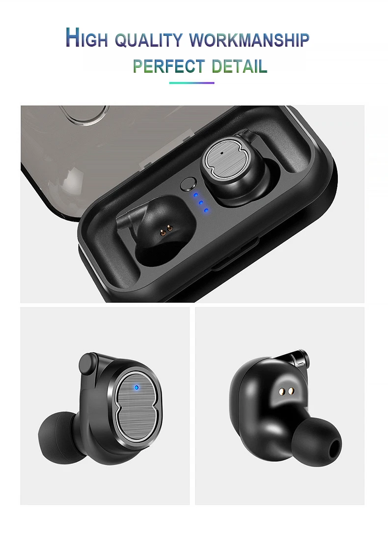 TWS Wireless Bluetooth 5.0 Earphones Waterproof Sports Mini Earbuds HIFI Stereo Smart Touch Headset with Charging Built-in Mic