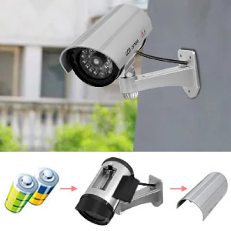 2PCS Dummy Fake Camera CCTV Surveillance Camera Shop Home Security LED Light Simulation Camera Waterproof Outdoor Camera