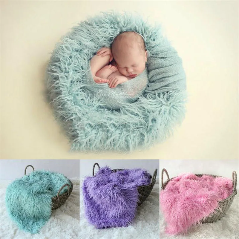 50*80cm Newborn Faux Fur Wrap Photography Prop Blanket Outfit Soft Baby