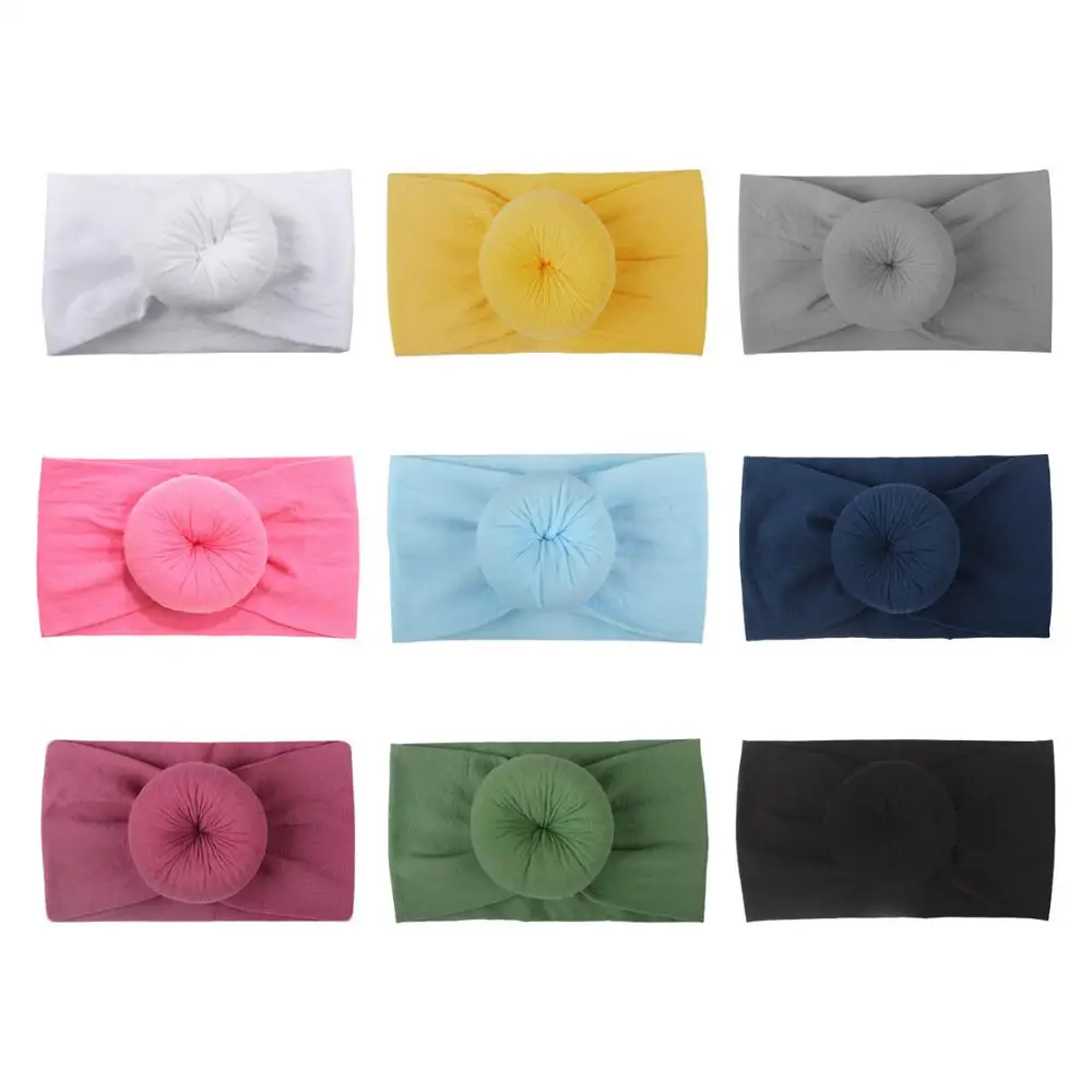 

9 PACK Elastic Super Soft Nylon Wide Headbands Hairband Bows Knot Ball Donut Turban Headwraps Hair Accessory for Baby Girl Bulk