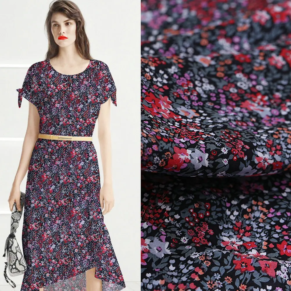 Милый маленький Цветочная цифровая печать шелковой ткани хлопка 15 момме 135 см