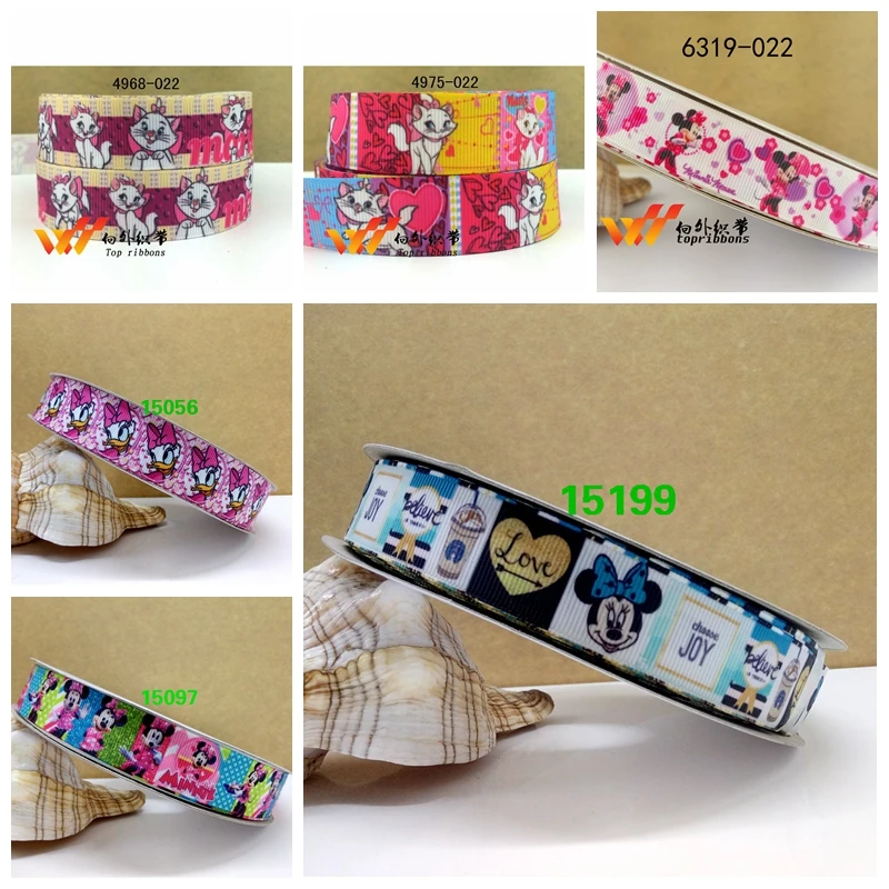 

Free shipping 50 yard per mickey grid ribbon printed grosgrain ribbon 15199