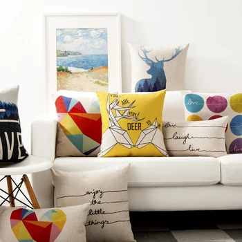 

Wholesale Abstract Geometric Deer Pillow Cover Cushion Cover Throw Pillow Home Decor Pillowcase Decorative Pillowsham