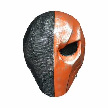 

Hot Deathstroke Mask Helmet Full Face Fiberglass Arkham Deathstroke Terminator Cosplay Mask Orange Halloween Cosplay Props