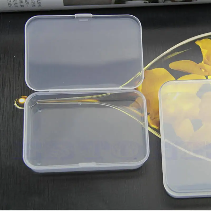 

2Pcs Clear Plastic With Lid Storage Holder Box Collection Container CaseStorage Box Case hard Multi-functional organizer
