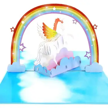

3D Pop Up Card Birthday Card Wedding Card Handcrafted Unicorn All Occasion Greeting Gift Card Invitation Card for Anniversary