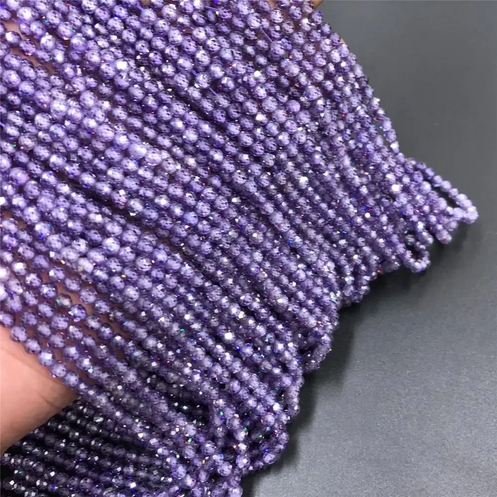

2 3mm Natural purple zircon beads Micro stone beads tiny purple quartz crystal beads Round Small section Loose spacer gem Beads