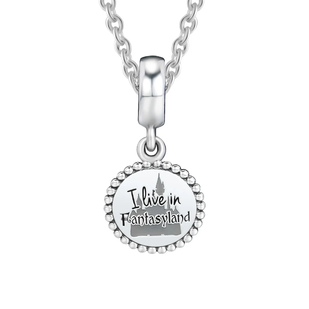 DIY Подходит для Pandora шармы браслеты i live in Fantasyland Бусы стерлингового серебра 925 пробы-ювелирные изделия