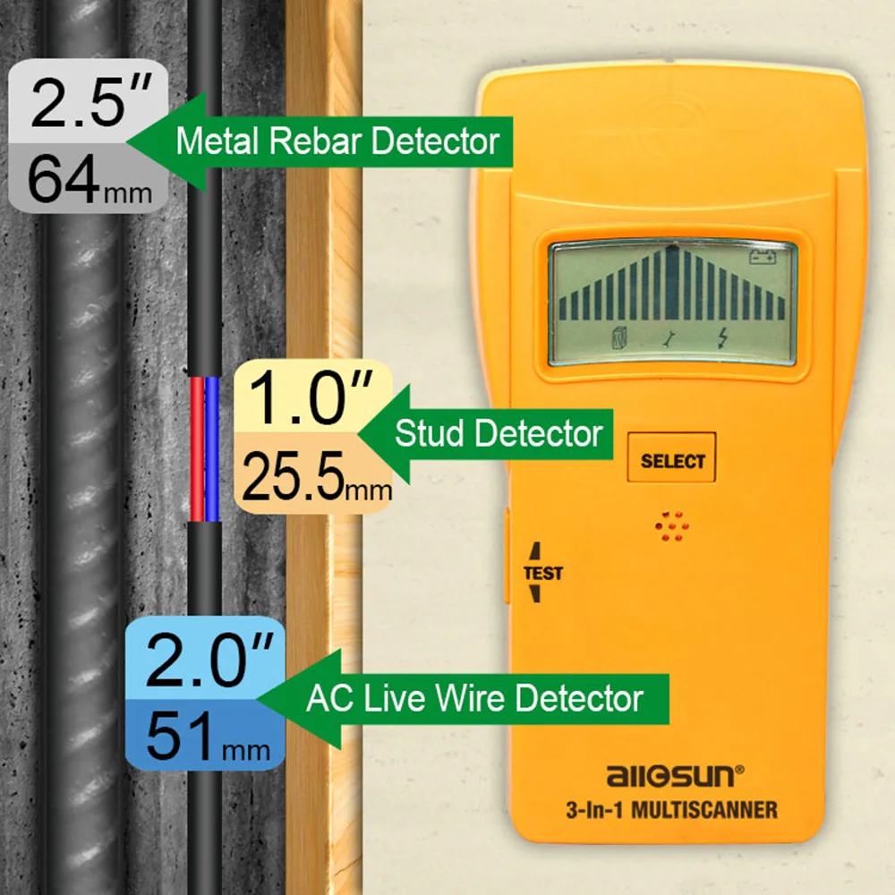 all sun TS79 Stud/Metal/AC Detector 3 In 1 Multiscanner Detector Home