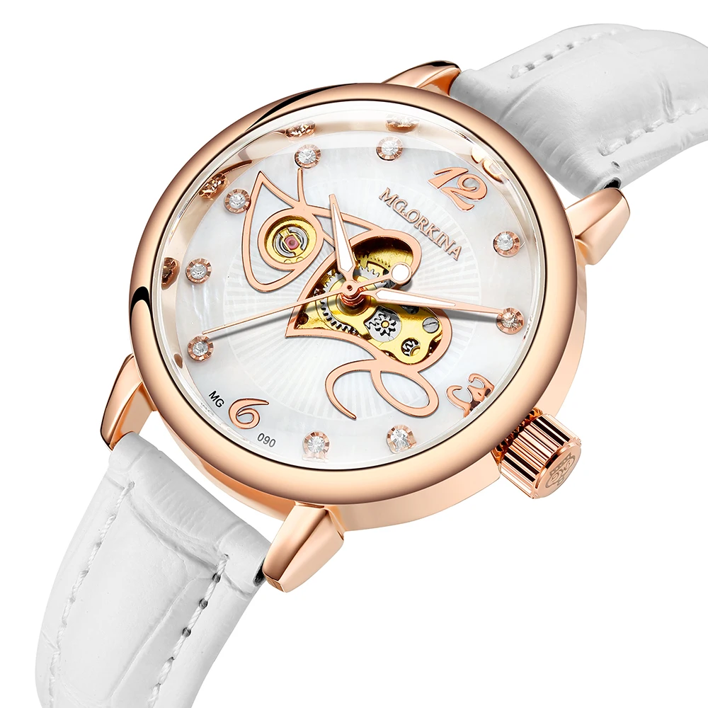 Fashion Casual Chic Ladies Watch Automatic Women Wristwatch Mechanical Skeleton Dial Female Clock Leather Band Montre Femme