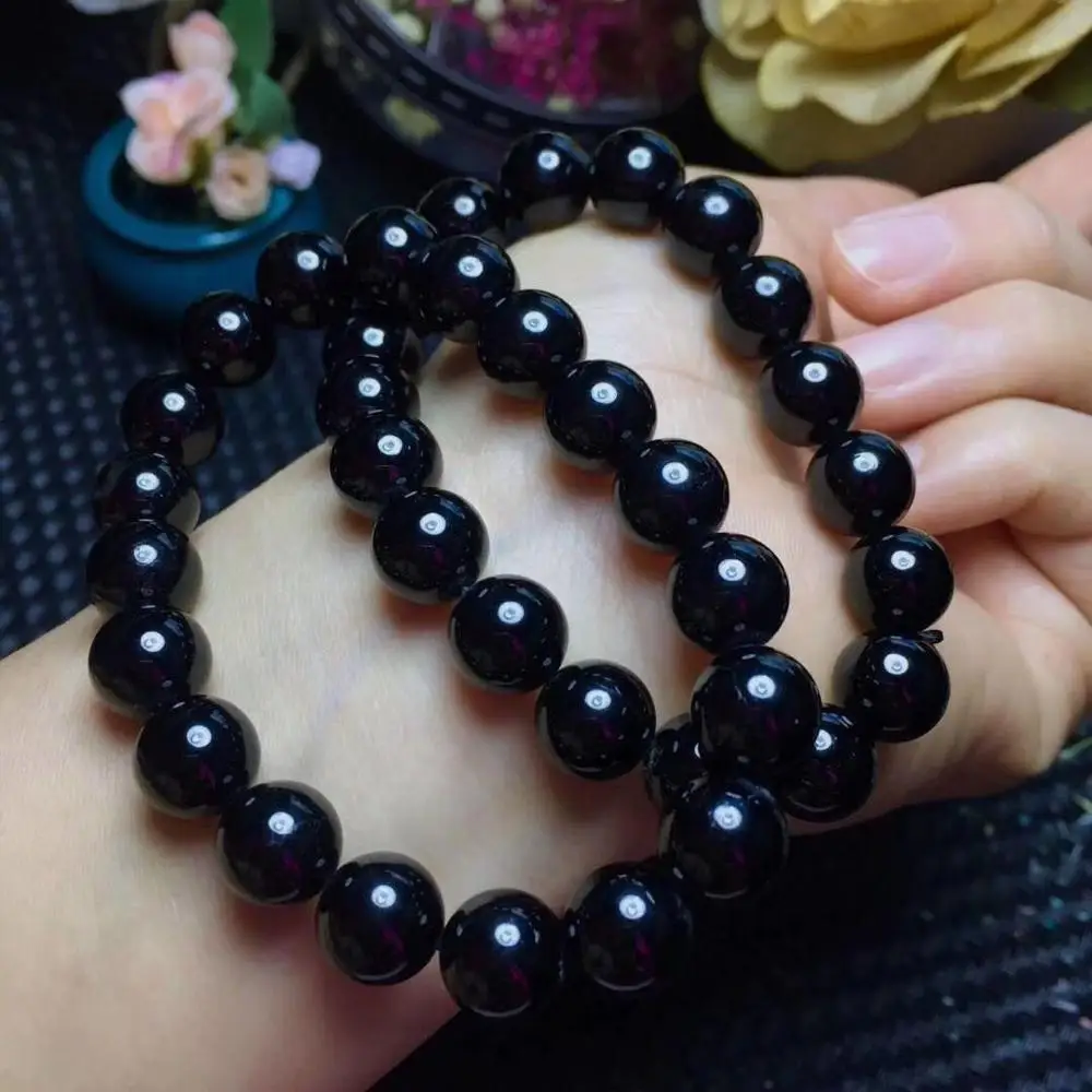Натуральный черный турмалиновый браслет класса А для мужчин и женщин, целебные кристаллы, Йога ювелирные изделия для медитации, защита-душевная стабильность