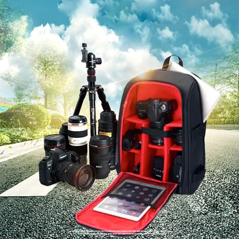 

Waterproof multi-functional Digital DSLR Camera Bag w/ Rain Cover Small SLR Camera Bag PE Padded Backpack for Photographer