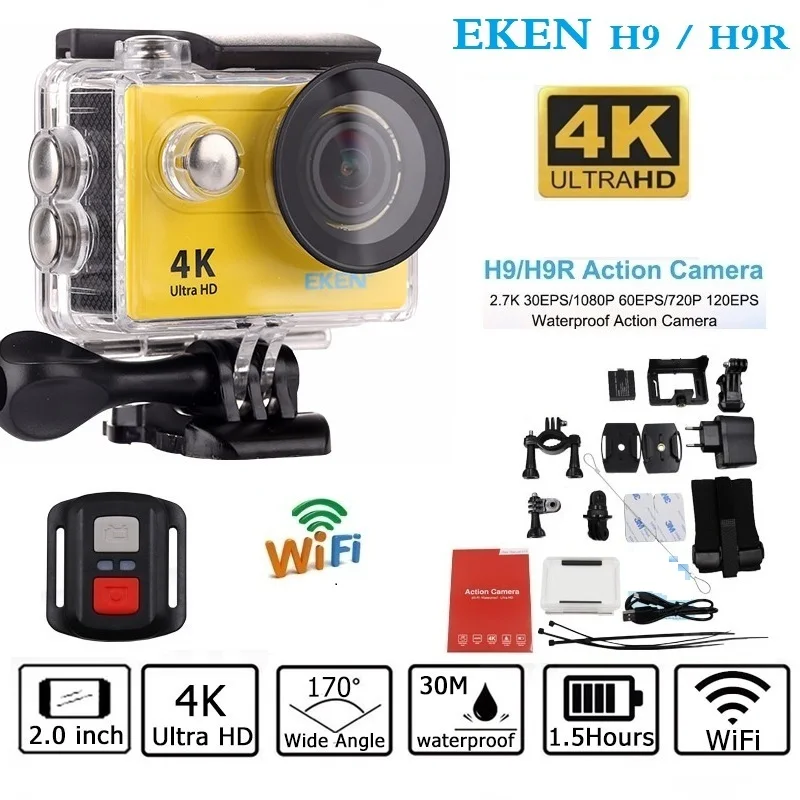 Оригинальная Экшн камера EKEN H9/H9R дистанционное управление Ultra HD 4K Wi Fi 1080P/60fps 2 0 ЖК