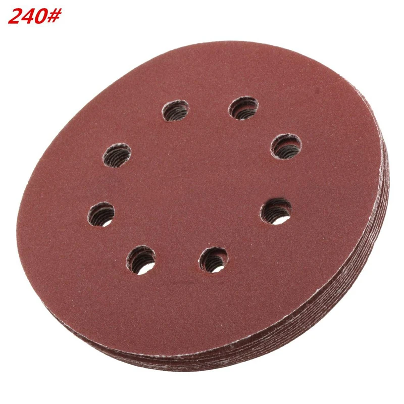 10pcs 125mm 5" Hook Loop Sanding Discs 8 Hole Sandpaper Pads Set 60Grit-2000Grit Sander Disc Abrasive Polishing Tools
