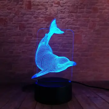 

Drawing Dolphin Figure Juguete 3D Illusion Led Lamp Touch Nightlight Flash Dolphin Creative Decor Toys for Holiday gift