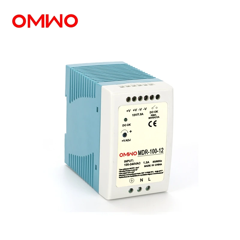 OMWO MDR 100 12 12V7.5A 24 24V4A 48 48V2A одиночный выход промышленный din рейка источник