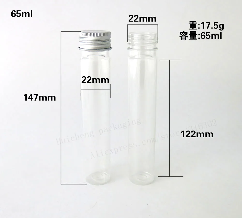 Новое поступление! 24X65 мл пустая PS трубка с алюминиевой крышкой 65CC прозрачная пластиковая трубка прозрачная трубка дисплея
